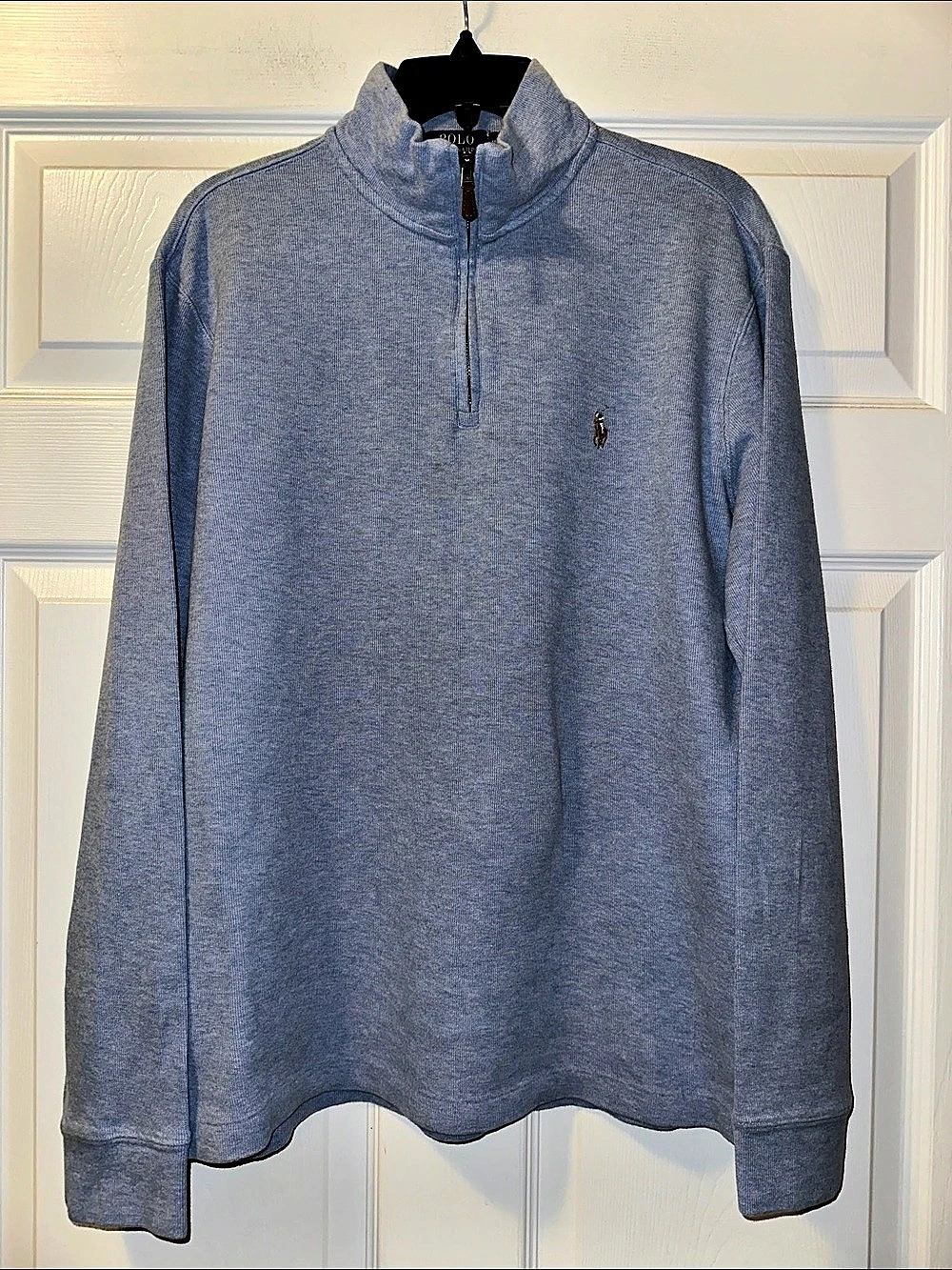 Men’s Polo Ralph Lauren Blue Quarter-Zip Estate Rib Pullover - Size M